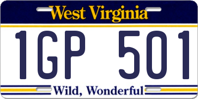WV license plate 1GP501