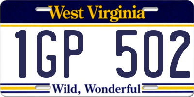WV license plate 1GP502