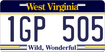 WV license plate 1GP505