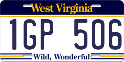 WV license plate 1GP506