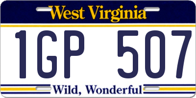 WV license plate 1GP507