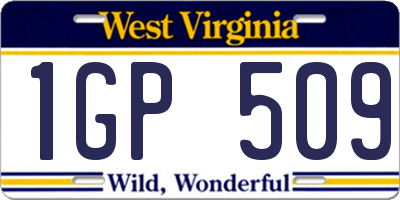 WV license plate 1GP509