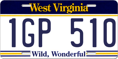 WV license plate 1GP510