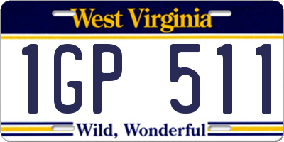 WV license plate 1GP511
