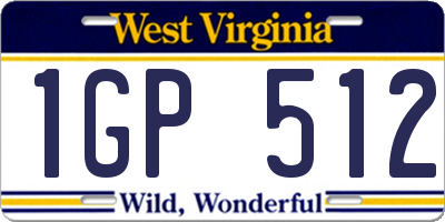 WV license plate 1GP512