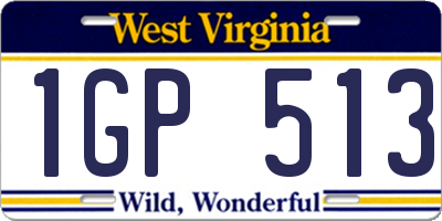 WV license plate 1GP513