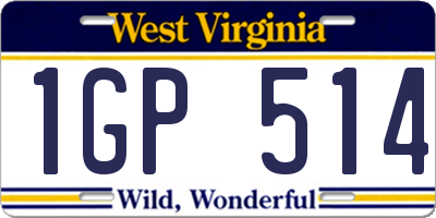 WV license plate 1GP514