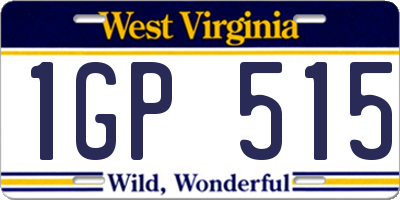 WV license plate 1GP515