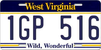 WV license plate 1GP516