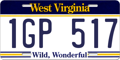 WV license plate 1GP517