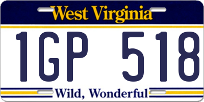 WV license plate 1GP518