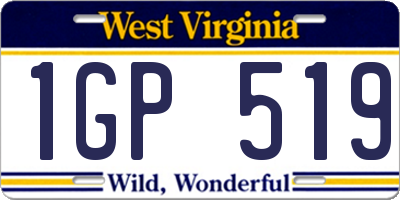 WV license plate 1GP519