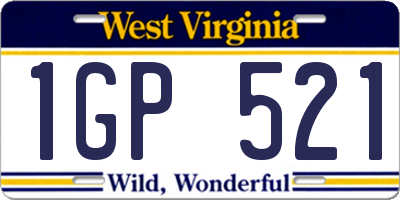 WV license plate 1GP521