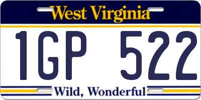 WV license plate 1GP522