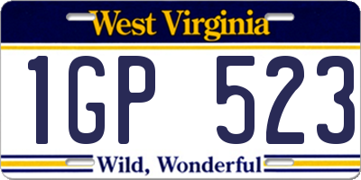 WV license plate 1GP523