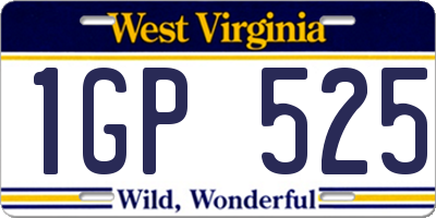 WV license plate 1GP525
