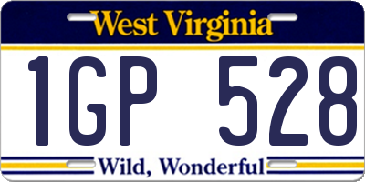 WV license plate 1GP528