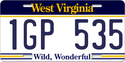 WV license plate 1GP535