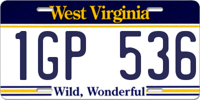 WV license plate 1GP536