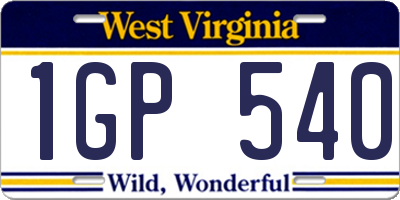 WV license plate 1GP540