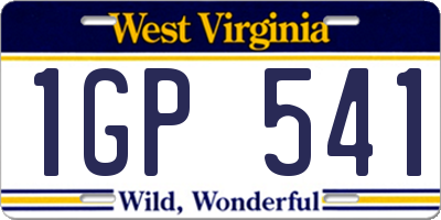 WV license plate 1GP541