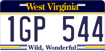 WV license plate 1GP544
