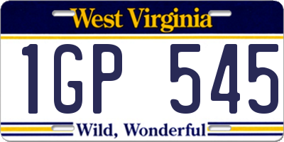 WV license plate 1GP545