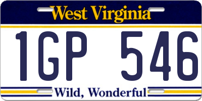 WV license plate 1GP546
