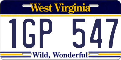 WV license plate 1GP547