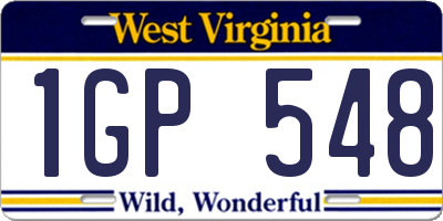 WV license plate 1GP548