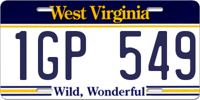 WV license plate 1GP549