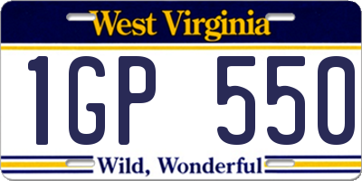 WV license plate 1GP550
