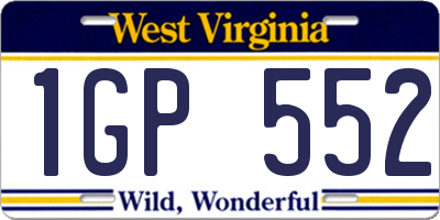 WV license plate 1GP552
