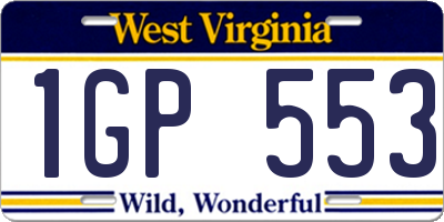 WV license plate 1GP553