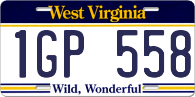 WV license plate 1GP558