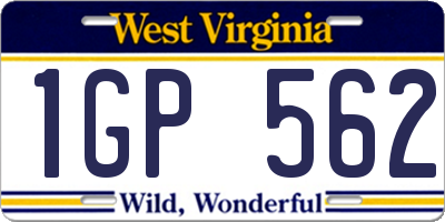 WV license plate 1GP562