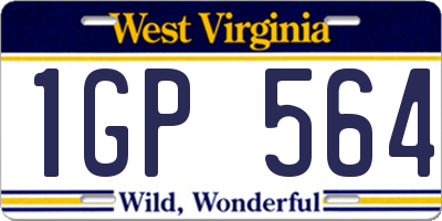 WV license plate 1GP564