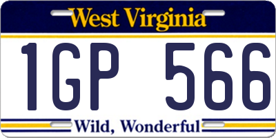 WV license plate 1GP566