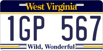 WV license plate 1GP567