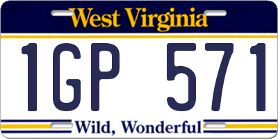 WV license plate 1GP571