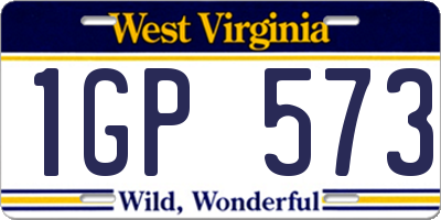 WV license plate 1GP573