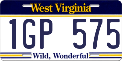 WV license plate 1GP575