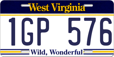 WV license plate 1GP576