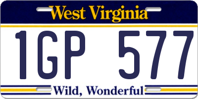 WV license plate 1GP577