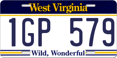 WV license plate 1GP579