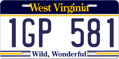WV license plate 1GP581
