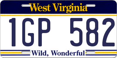 WV license plate 1GP582
