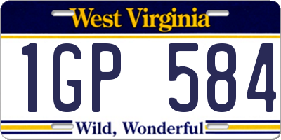 WV license plate 1GP584
