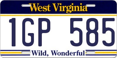 WV license plate 1GP585