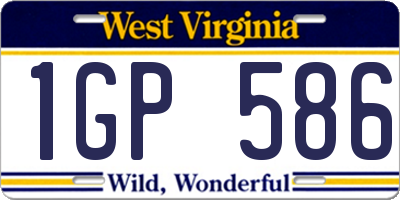 WV license plate 1GP586